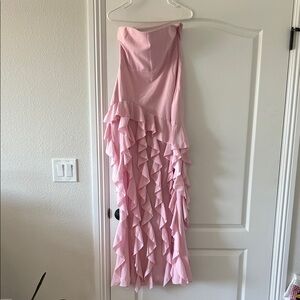 Oh Polly Blush Pink Strapless Ruffle Dress